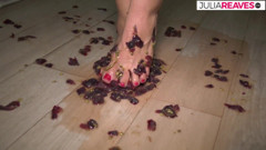 Foot fetish, she mashes grapes and plays with your big boobs