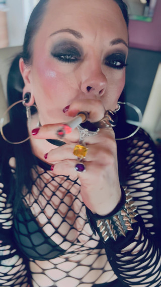 Gothic Girl Tina Snua In Pigtails Smokes A Cigarette In A Holder & Lighting Up With Matches