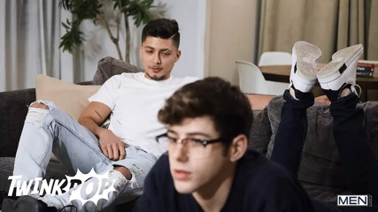 TWINKPOP - Angel Rivera Fucks Joey Mills' Mouth, Then Pounds Him Until He Covers Him With His Load