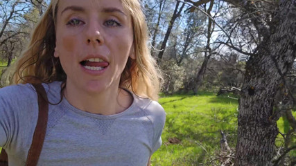 Petite Blonde Gets Bent Over Outdoors and Given Massive Facial
