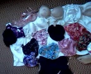 Another big load on satin panties and bras