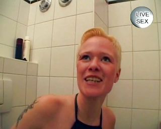 Short-haired German blonde fucked and stuffed with jizz