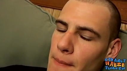 Straight thug with buzz cut strokes massive cock and cums