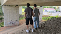 Risky Outdoor Gay Bareback Sex Almost Exposed While Facefucking & Pounding Boypussy Under a Motorway Bridge
