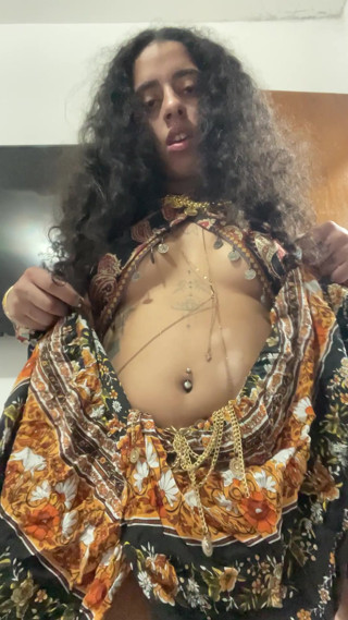 Latina Arabian Goddess with her Hairy Pussy Under Boho Skirt (Teasing)