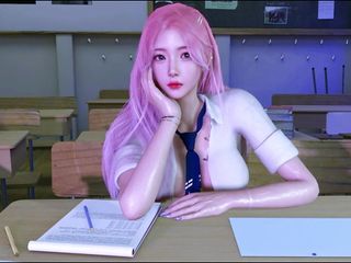 Beauty Student Enjoin Night Party First Time - 3D Animation V519