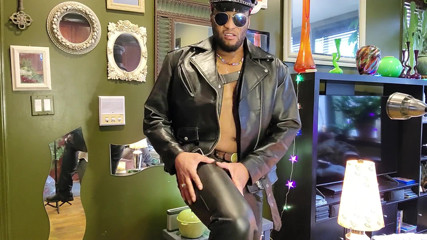 Kennie Jai Jerks off in Leather and Cums Huge for You!!