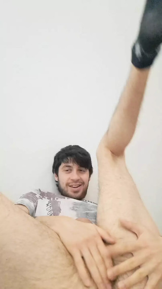 Gentle penetration with dildo and final cumshot of a cute twink