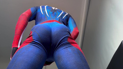 Peter Parker? Horny Spiderman Shoots Webs of Semen
