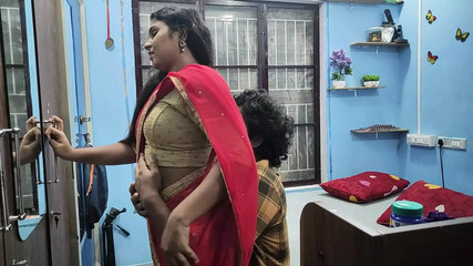Mallu girl hot red half saree romance and sex with boy friend
