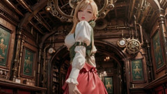 Steampunk Blonde Secretary! Lazy Poses Amidst Giant Gears