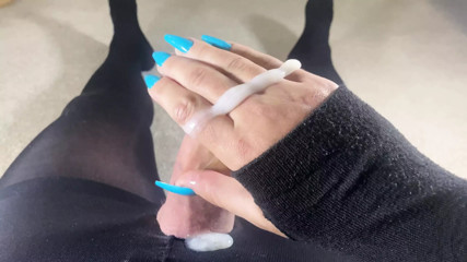Licking a big load of cum off my fingers thumbnail
