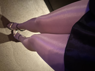 I Love my legs wearing my new shiny Pantyhose and sexy high heels sandals. thumbnail