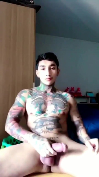big dicked asian tattooed jock on cam (32'')