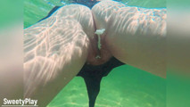 Creampie underwater - Stranger cum inside my pussy on the beach