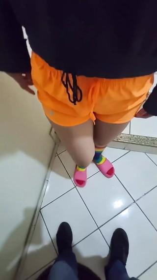 Friend From the Building Loses Bet and Gives Blowjob on Stairs