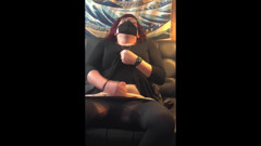 Masked trans girl solo on couch