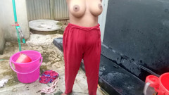 Amateur Desi Hot Step Mom Big Ass Big Nipple Outdoor Shower Exclusive Scene Captured By Her Step Son