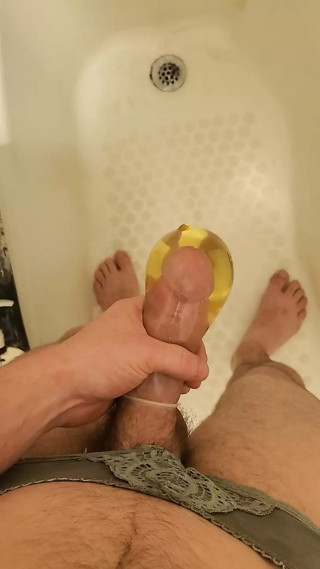 Cum in piss filled condom while wearing it thumbnail