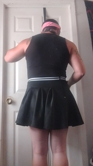Sissy slave in self bondage with shock collar thumbnail