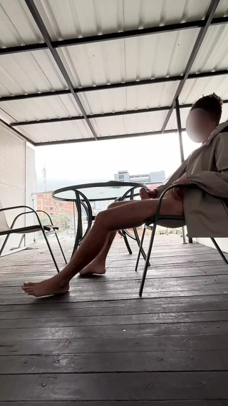 jerking off on the balcony of my airbnb in colombia and cum