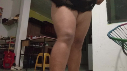 Chubby Mexican milf shows ass and tits in the kitchen