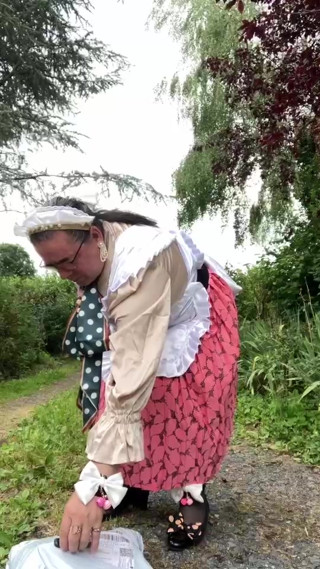 In vintage maid outfit to go pick up a package from the mailbox. thumbnail