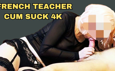 Step Sister French Teacher Blonde Wig Stockings Sloppy Blowjob Deepthroat Cum Swallow 4K Taboo Fantasy