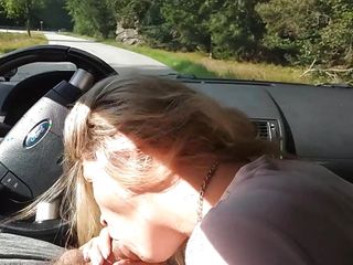 MILF Sucking Dick on the Parking by the Public Road. Public Cock Sucking and Cumshot