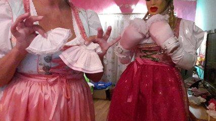 Sissy embarrassing education with cock puppet dress