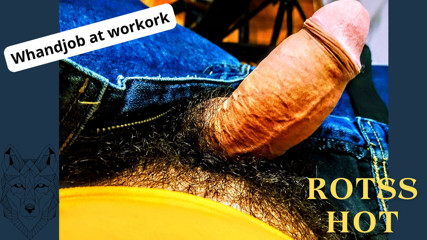 Handjob at work! Furry masturbates at work!