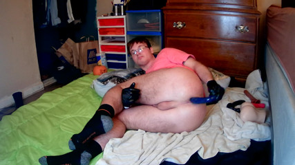 Warming up with pink and blue dildos