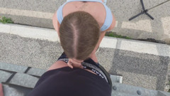Public blowjob and sex on a bridge