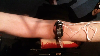 Cumming in chastity with E-stim