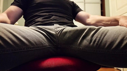 POV you are hiding under my desk and im rubbing my big bulge