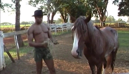 Two Muscular Hunks Share Raw Bareback Anal Pleasure