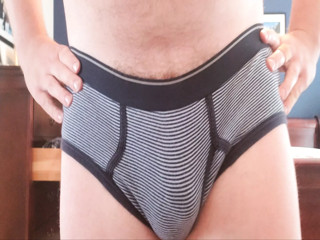 Striped Underwear, Closeup Foreskin, Dick Spinning