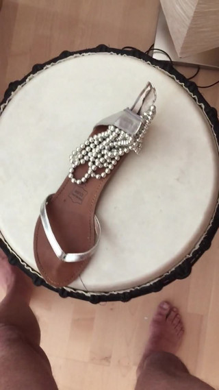 Cuckold cumming on his wifes shoes 2