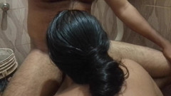 Tamil girl and her husband suck his penis in the bathroom