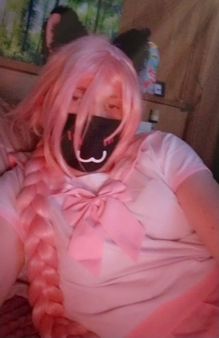 Cute femboy in Astolfo Coseplay, with plug, toy, cage, gets sissygasm thumbnail