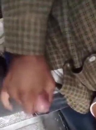 Helping hand jerkoff in public bus