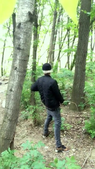 Bad Boy Jerks While Smoking Cigarette in a Forest - Almost Caught - so His Balls Stay Full