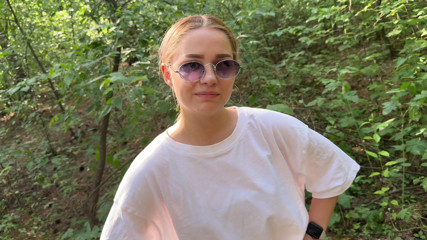 Live content from a walk and pleasant sex in the forest in public