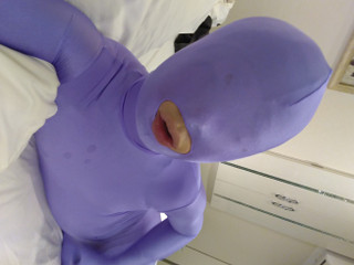 A cross-dressing boy went from wearing full-body tights under a leotard with a nose hook to wearing lavender-colored full-body tights and masturbating. thumbnail