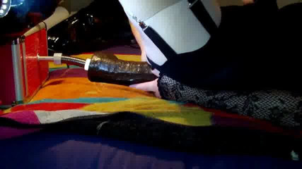Fi-Fi in Black with Fucking Machine 12 x 3 Dildo Side