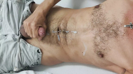 Young XL cut Dick jerk alone big load