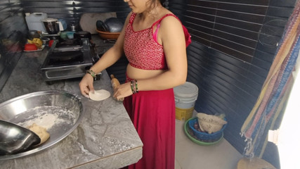 Beautiful hot desi bhabhi very romantic fuck by his devar in kitchen.