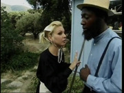 Two Amish studs have interracial sex with brunette and fuck her ass