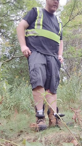 Fat autistic guy jerks &amp; cums in forest pt. 1