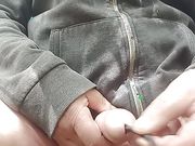 Jerking off in the woods with cum